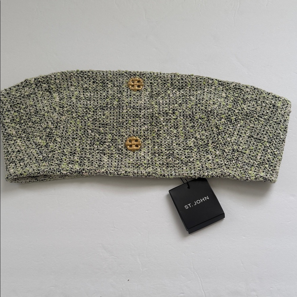 St. John Black and Cream Tweed Bandeau Crop Top